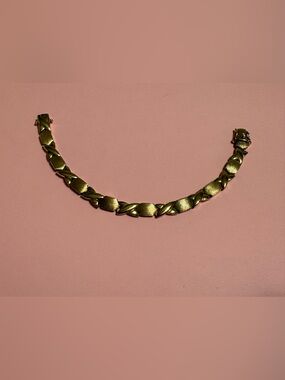 Vintage Gold Vermeil Over Sterling Silver 925 FAS Textured XOXO Link Bracelet